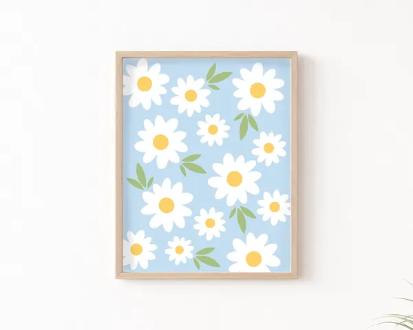 Daisy Print, Danish Pastel Boho Botanical Art Print