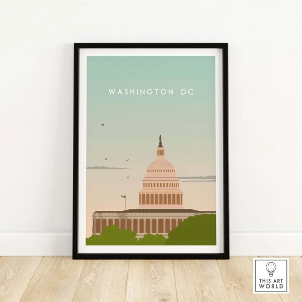 Washington DC Poster Print, Capitol Hill Travel Poster