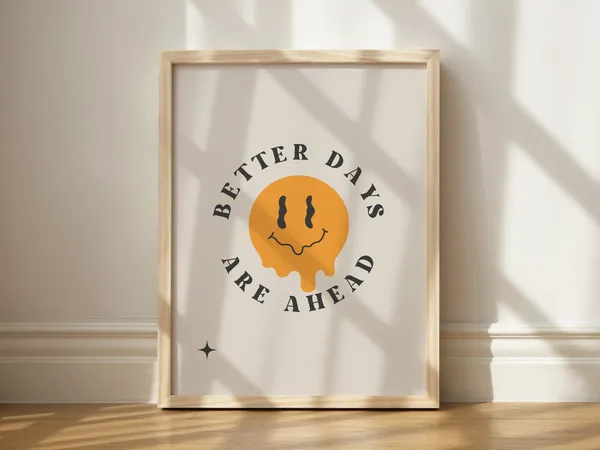 Happy Face Retro Print, Trendy Dorm Decor