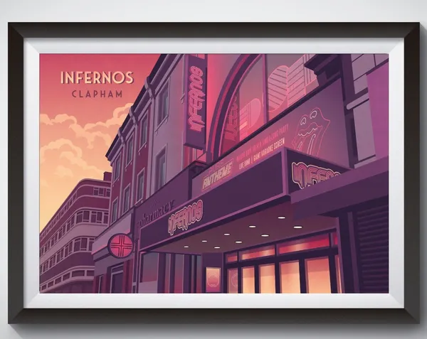 Infernos Nightclub Clapham London Travel Poster