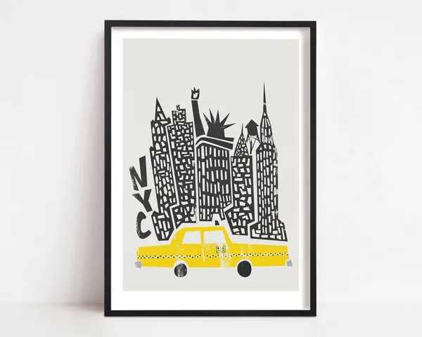 New York Retro Travel Poster, Mid-Century Modern