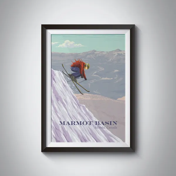 Marmot Basin Vintage Travel Poster, Alberta Canada