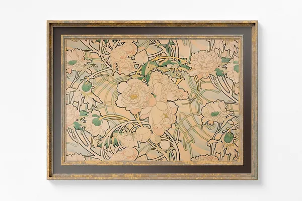 Mucha Art Nouveau Floral Poster, Vintage Bohemian