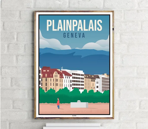 Genf Plainpalais Vintage Travel Poster