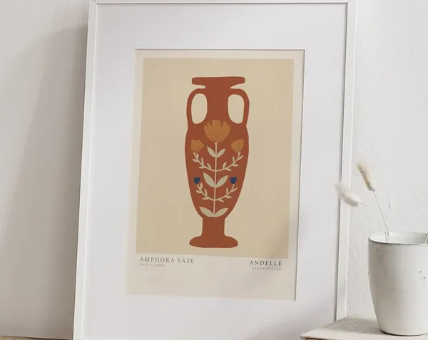 Abstract Greek Vase Boho Terracotta Art Print