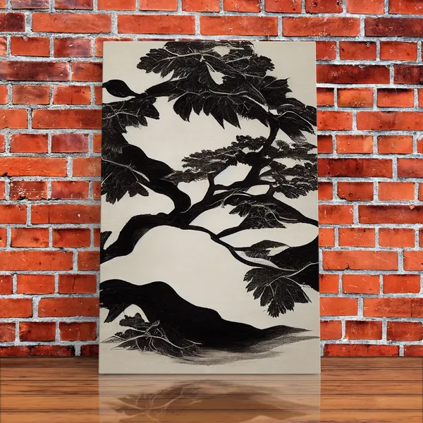 Black And White Bonsai Tree, Living Room Art Print
