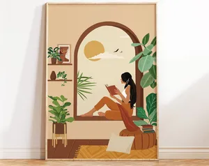 Indian Woman Reading - Boho Art