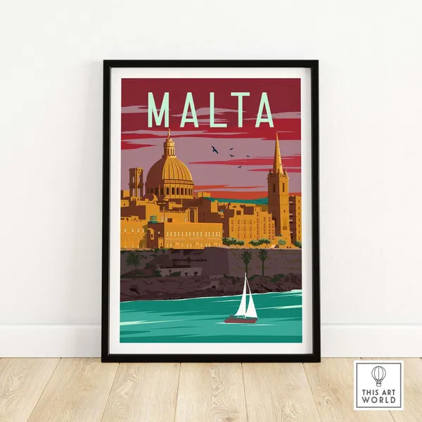 Malta Vintage Travel Poster, Valletta Art Print