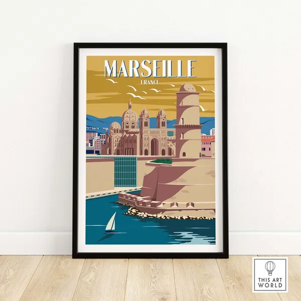 Marseille Travel Poster, French Riviera Wall Art