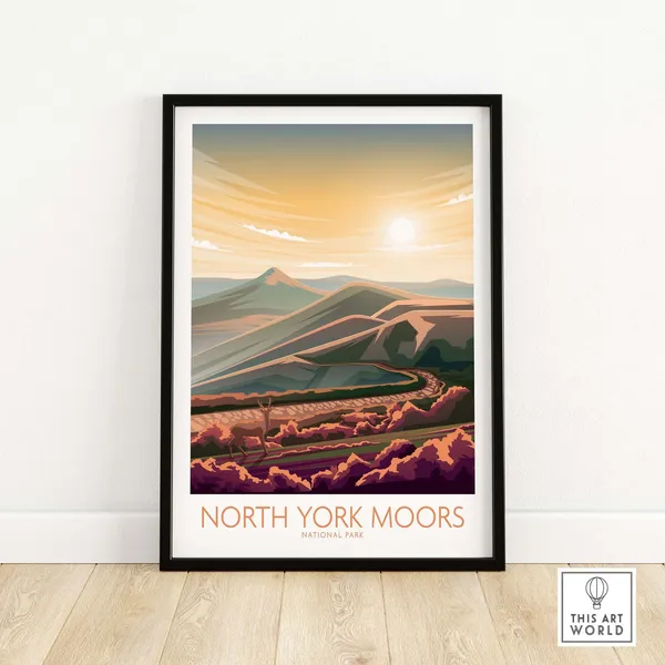 North York Moors Travel Poster, England Nature Print
