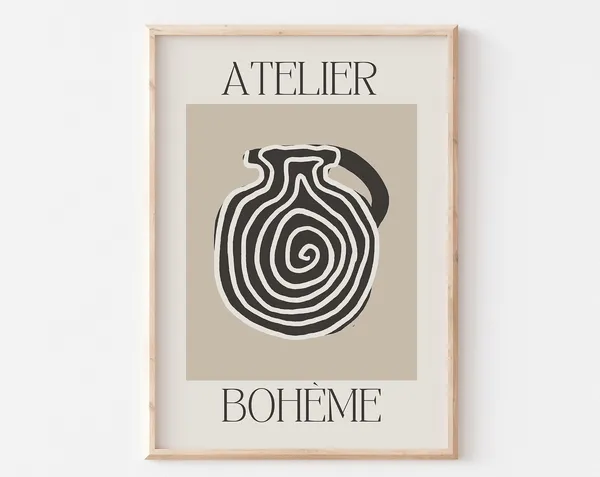 Galerie Bohme Neutral Vase Art Print, Japandi Decor