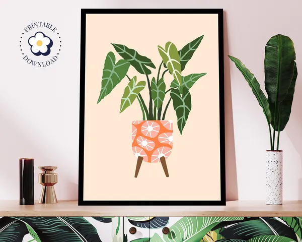Blush Pink Alocasia Boho Botanical Art Print