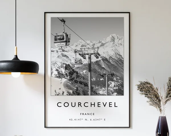 Courchevel France Skiing Travel Poster, France Print