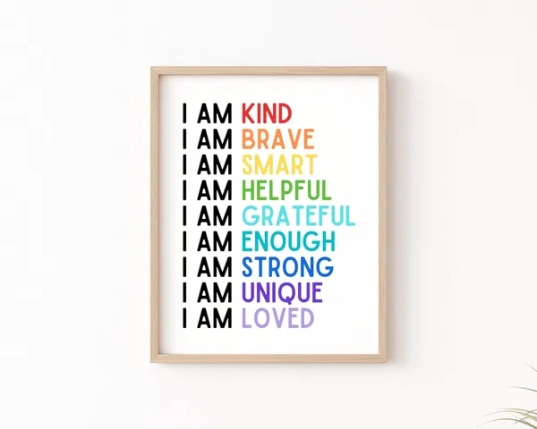 Affirmations For Kids Classroom Poster, I Am Affirmations