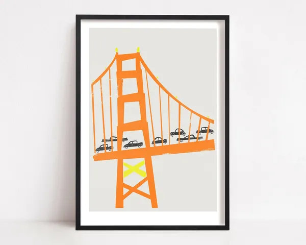 Golden Gate Bridge, Mid-Century Inspired Travel Poster