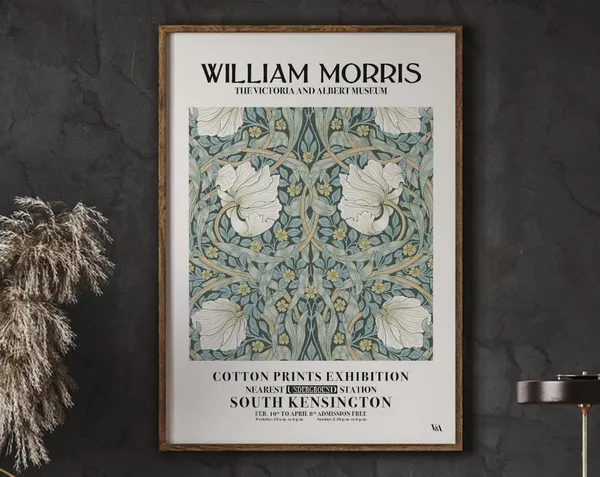 William Morris Exhibition Poster, Floral Vintage Decor
