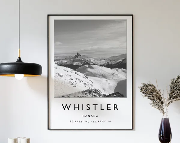 Whistler Canada Skiing Travel Poster, Winter Sport Art