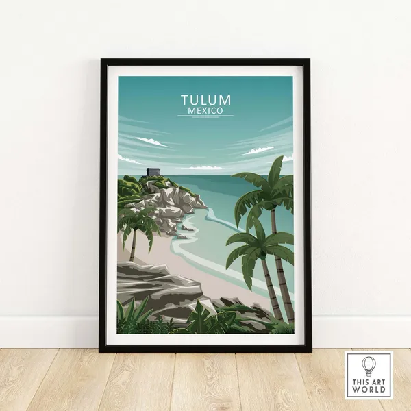 Tulum Beach Mexico Travel Poster, Wall Art Print