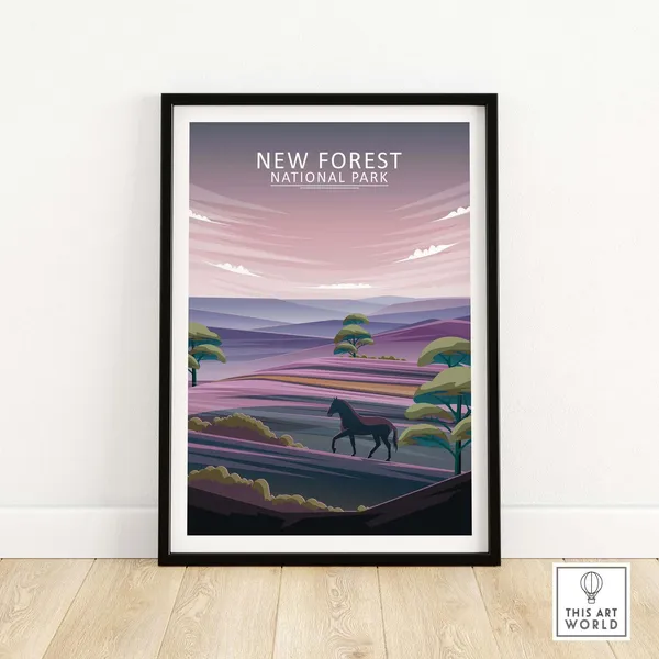 New Forest Travel Poster, English Countryside Print