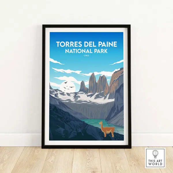 Torres Del Paine Chile Travel Poster, Patagonia