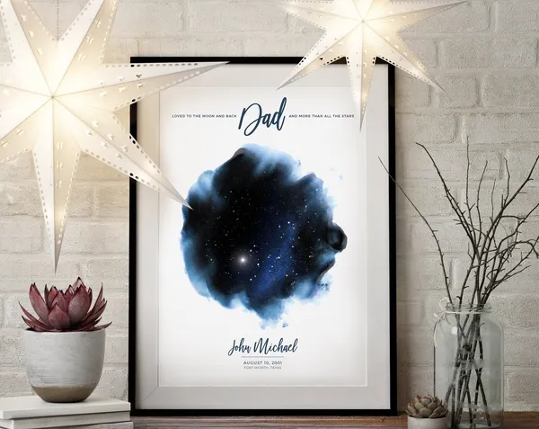 Star Map By Date Poster Print, Gift for Dad