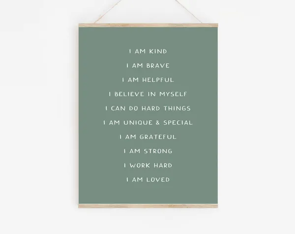 Boho Affirmations for Kids, Montessori Playroom Art Print