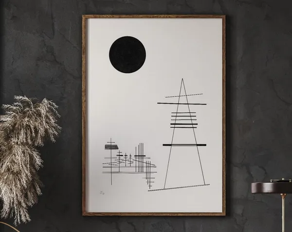 Kandinsky Abstract Lines Art Print, Black and White