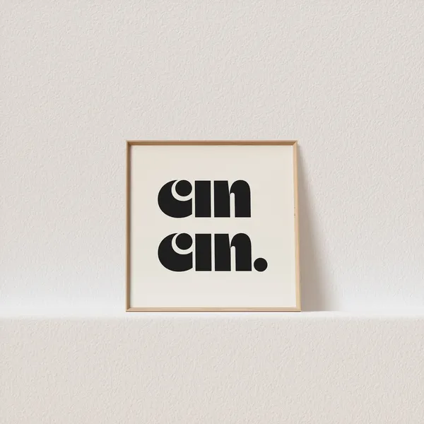 Cin Cin Retro Typography Art Print, Square Poster