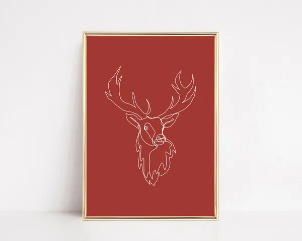 Reindeer Print, Minimalist Christmas Wall Art