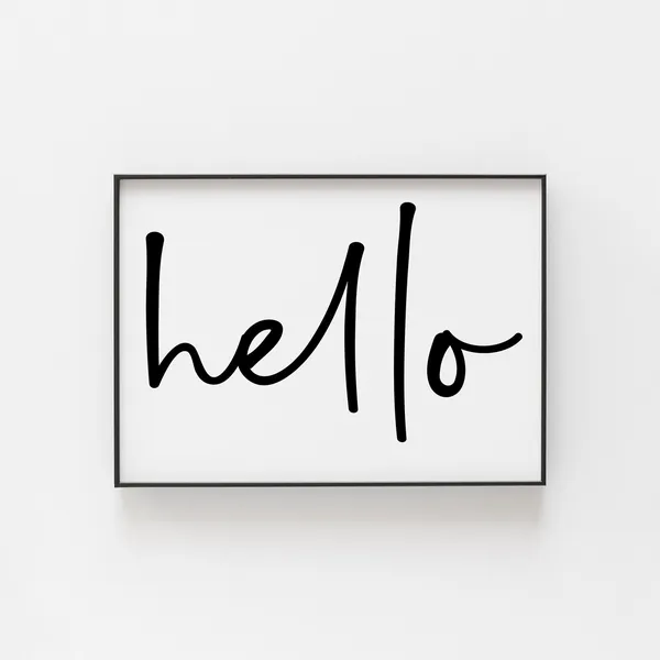 Hello Welcome Sign Art Print, Bold Black And White