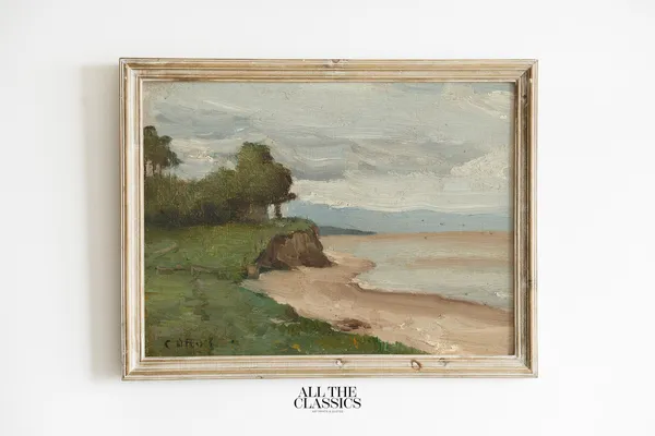 Vintage Beach Landscape Near Étretat Art Print