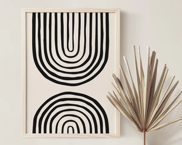 Black Arches Print, Boho Abstract Wall Art