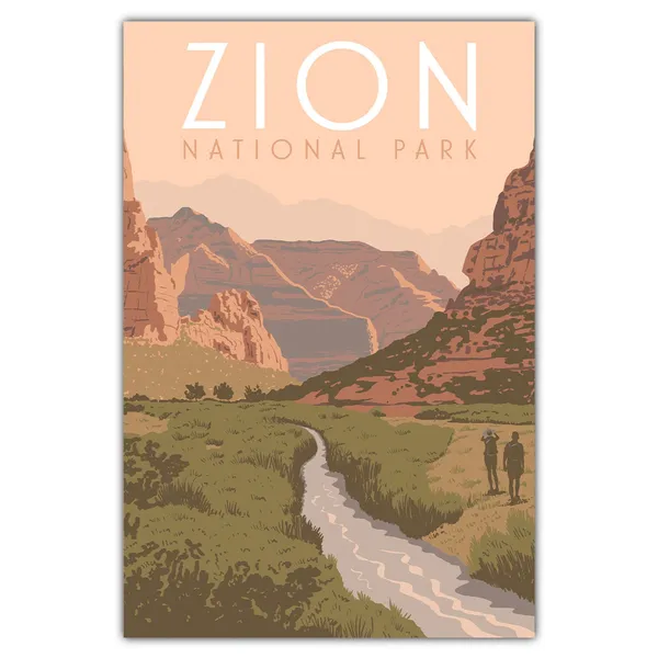 Zion National Park Beautiful Valley Travel Poster