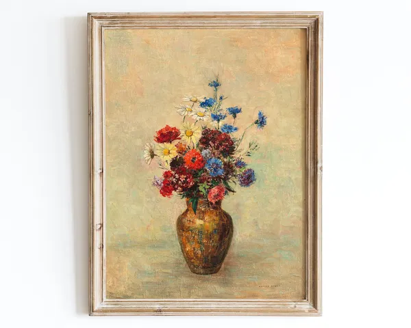 Odilon Redon Flowers in a Vase, Vintage Art Print