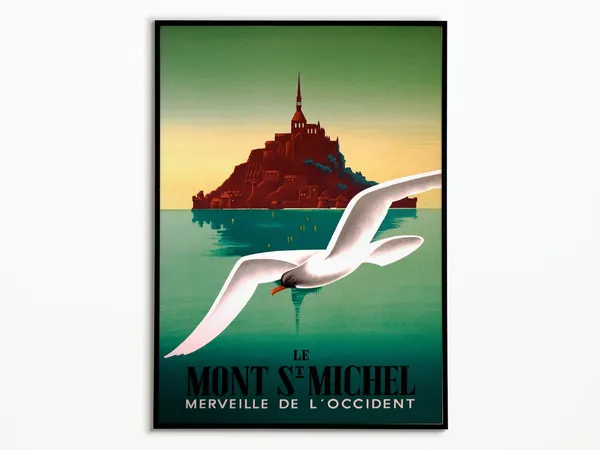 Mont Saint Michel Vintage Travel Poster, France