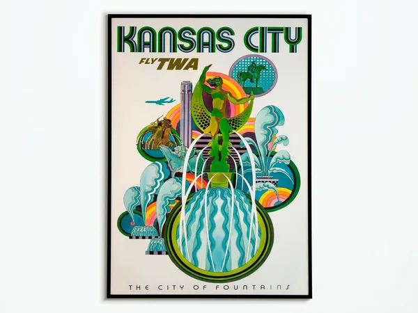 Kansas City Vintage Travel Poster, City Wall Art Print