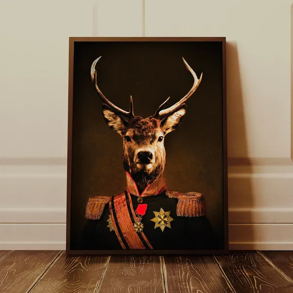 Mr Stag Vintage Style Altered Portrait Art Print
