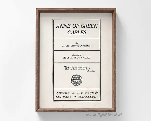 Anne Of Green Gables, 1908 Title Page Poster Print