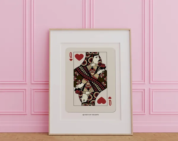 Queen Of Hearts Modern Mid-Century Poster