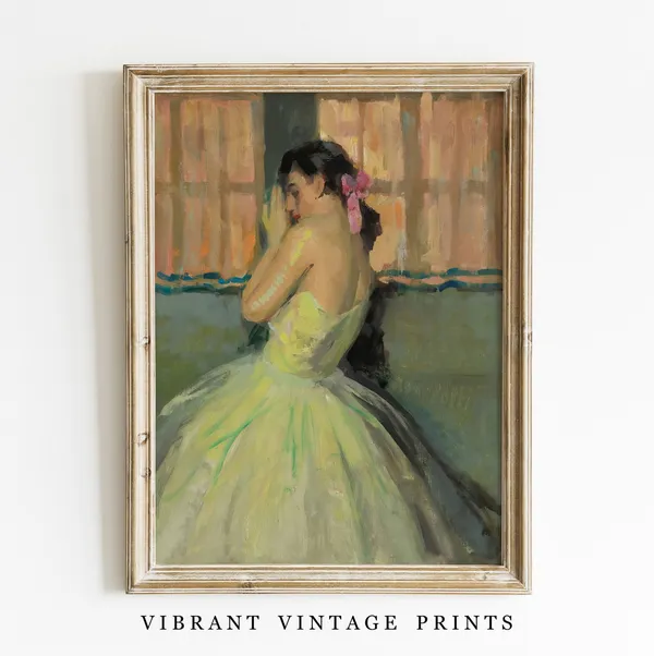 Vintage Woman Portrait Art Print, Antique Fashion Decor