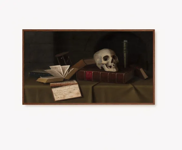 Dark Academia Halloween Gothic Skull Art Print