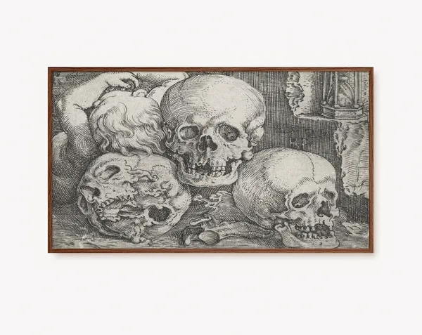 Vintage Skeleton Art for Halloween Wall Art Print