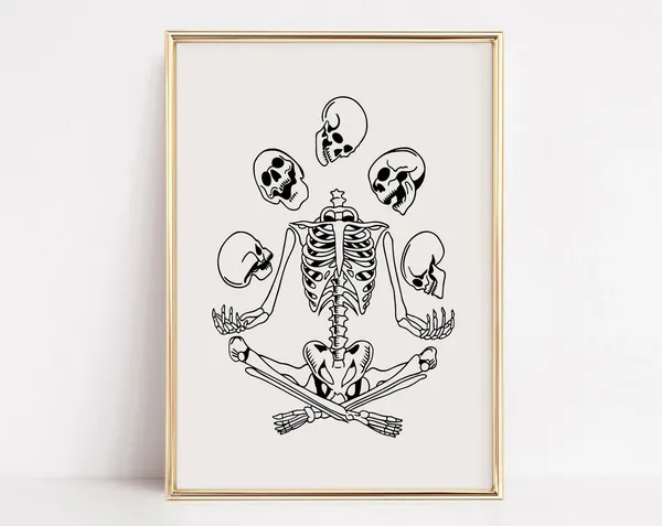 Funny Skeleton Halloween Poster, Holiday Wall Art
