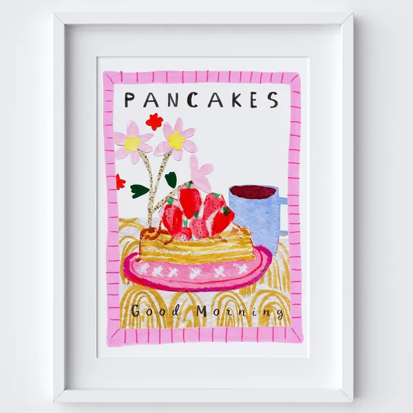 Good Morning Pancakes Mixed Media Watercolor Collage
