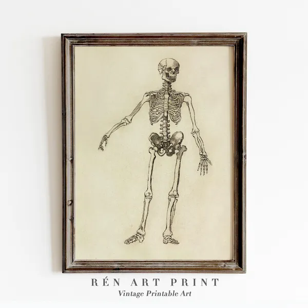 Skeleton Print, Vintage Halloween Art Print
