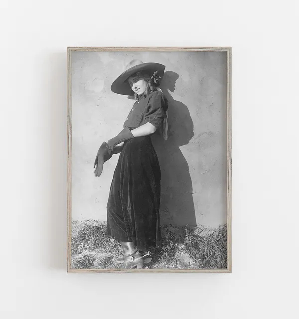 Cowgirl Vintage Black And White Western Art Print