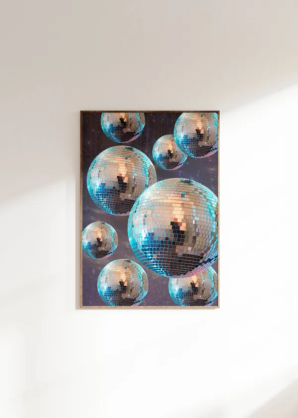 Disco Ball Fashion Girl Vintage Art Print