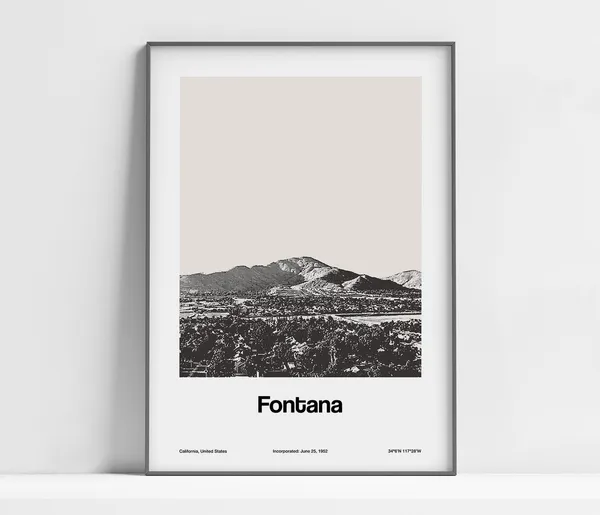 Fontana California Poster Print, Minimalist City Art