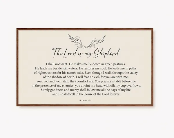 Psalm 23 Scripture Art, Christian Wall Art Print