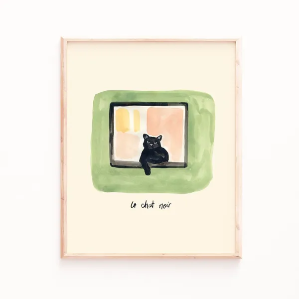Black Cat Art Nouveau Vintage Retro Poster
